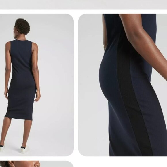 Athleta Sunstream Colorblock Midi Dress Navy Small - Picture 2 of 7